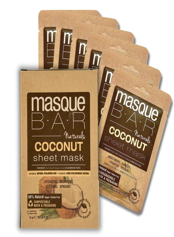 masque BAR Korean Coconut Sheet Mask, Biodegradable Mask & Packaging, Moisturizing & Hydrating Sheet Mask - Image 1